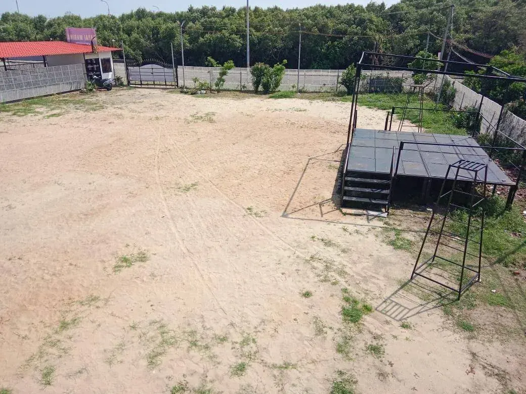 Outdoor event lawn with stage